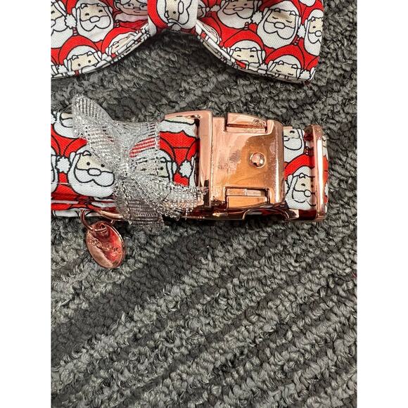 DOGWONG Red Christmas Dog Collar with Bowtie, Santa Claus Christmas Dog Collar - Picture 7 of 9